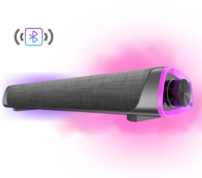 Bluetooth RGB Gaming Speaker Soundbar – 12W – Compacte USB Soundbar met AUX – RGB Wave Light – Luidspreker Voor PC & Monitor