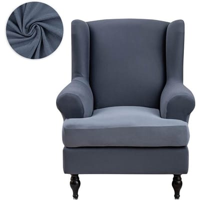 Effen kleur schuine arm koning rugleuning stoelhoes elastische fauteuil vleugel rugleuning vleugel bank rugleuning stoelhoes stretchbeschermer hoes Universal Size black