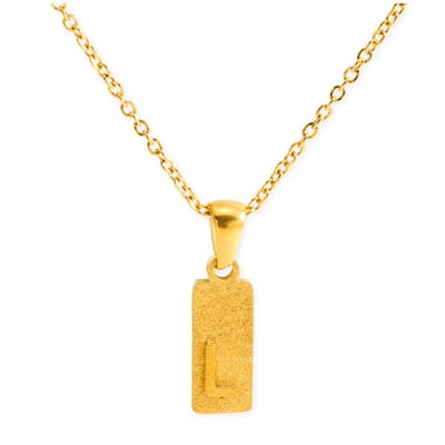 Marama - Ketting Letter L Goud Glitter - stainless steel - gold plated - tijdloos - nikkelvrij - letter L - persoonlijke ketting - letterketting - liefde - damesketting met hanger