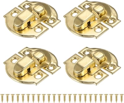 Kleine metalen box met rockerslot, 4-pack vintage hasp slotbevestiging voor houten sieradenkist, gereedschapskist en plain box, goudkleurig