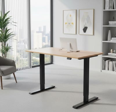 Elektrisch Verstelbaar Bureau 120x60 cm – Ergonomisch Sta Bureau met Houtblad en Stalen Frame – Bellaverowonen