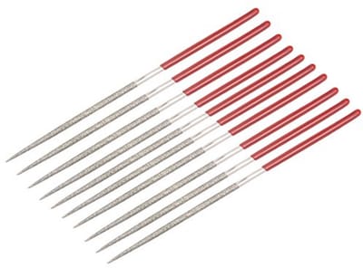 10 stuks Diamantnaaldvijl set 2 mm x 100 mm rond - 150 korrel - perfect voor fijn detailwerk