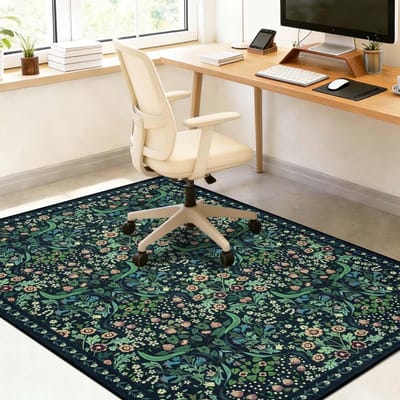 Dailygoods- Vloerbeschermingsmat Antislip - Bureaustoelonderlegger - 120 x 150 cm - Vintage Bloemenpatroon - Harde Vloeren - TPE-rubber Grip - Stoelmat