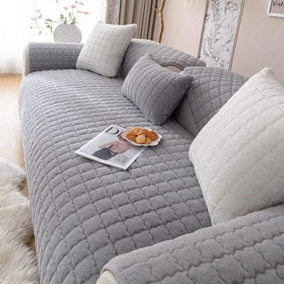 Konijn Pluche Bankhoes Verdikken Antislip Bankhoes Effen Kleur Ruit voor Woonkamer Hoes Warm Universeel Bankkussen 70x70cm 1pcs