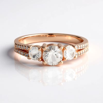 Cavill - Elegante Zilveren Ring met 0,342 ct Morganiet en Witte Topaas - 925 Sterling Zilver Roségoud Verguld - Mozambique Edelsteen - Ronde Slijpvorm