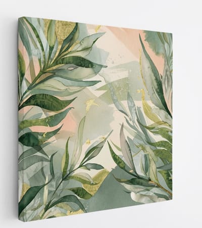 Saammp Canvas Schilderij - Landschap - Abstracte Planten - Natuur - 20x20 - Foto op canvas - Wanddecoratie - Muurdecoratie Woonkamer - Slaapkamer decoratie - Canvas Print