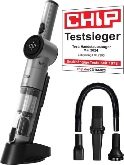 LEBENLANG - Handstofzuiger - Kruimeldief - Draadloos – Handstofzuiger auto - Kruimeldief auto - 17000PA – Met Lithiumbatterij & Oplaadstation – Kruimeldief snoerloos – Voor Auto & Dierenharen
