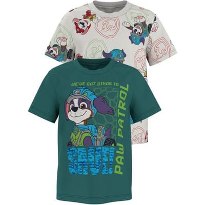 LUPILU Set van 2 kinder T-shirts Paw Patrol (Groen/wit, 98/104)