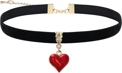 Allecto Plus - Zwarte halsketting in vintage-stijl voor dames - Fluwelen druppelolie - Rood hart - Halsband - Valentijnsdag en Kerstmis - Cosplay party sieraden - Verstelbare lengte