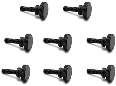 Knurled M6 Schroeven Set van 8, 20 mm, Zwarte Carbon Staal Klem Schroeven voor Mechanische Apparaten, Instrumenten en Huishoudelijke Toestellen