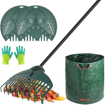 Unyqoos ® Tuingereedschapset voor Optimaal Onderhoud van Je Tuin met Hark, Handschoenen en Afvalzak