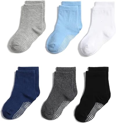 6 Paar - Baby Antislip Sokken - 1-3 jaar - Katoen - 6 kleuren - Antislip sokken - Stevige Antislip Sokken - Meisjes sokken - Enkelsokken - Huissokken - Gripsokken - Baby en dreumes enkelsokjes anti slip - Gezond