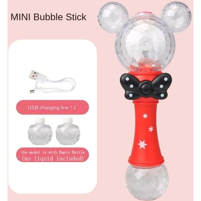 Machine à Bulles Minnie Jouets Rechargeables pour Garçons et Filles avec Éclairage Baguette Musicale Électrique Jouets pink
