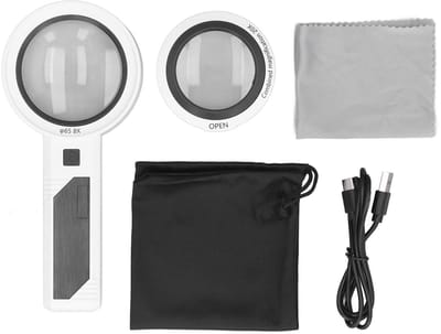 Dailygoody - Handvergrootglas - Vergroting 8X 5X 20X - Draagbaar en veelzijdig - LED verlichting - Leesloepen voor hobby en inspectie