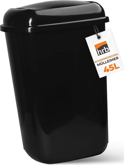 Vuilnisbak 45L Zwart Glanzend met Kanteldeksel - Multifunctionele Opslagton voor Keuken en Huishouden