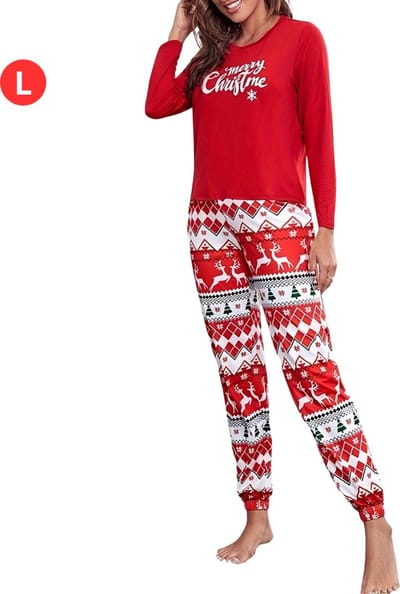 Nivard Kerstpyjama - Kerst Pyjama - Christmas - Dames - Vrouwen - Volwassenen - Set - Broek - Shirt - Blauw - Maat L