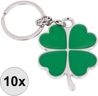 Fako Bijoux - 10x Klavertje Vier Sleutelhanger - Groen