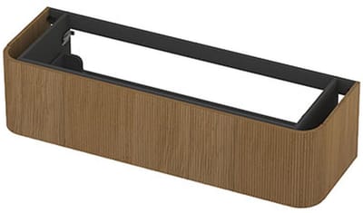 INK - Afgeronde Onderkast Fineer 1 Lade Softclose met Gefreesd Front Tbv Grepen - 1400x450x350 Mm - Light Veneer