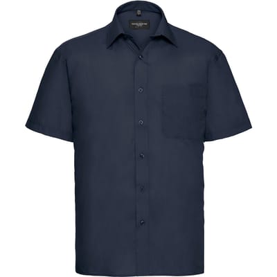 Russell Collection Heren Poplin Easy-Care overhemd met korte mouwen (Franse marine)