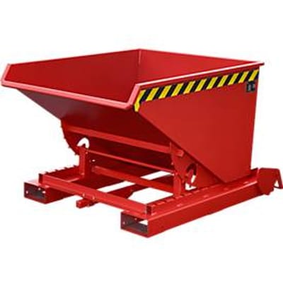 Automatische kantelbak Bauer type 4A 600, 3 ontgrendelingspunten, afrolsysteem, capaciteit 0,6 m³, tot 1000 kg, vuurrood RAL 3000