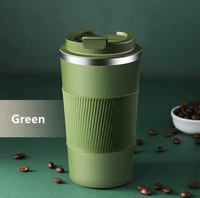 Coffee Thermosbeker - Koffiebeker To Go - Groen - Travel Mug voor Koffie en Thee - Theebeker - 380 ML - RVS