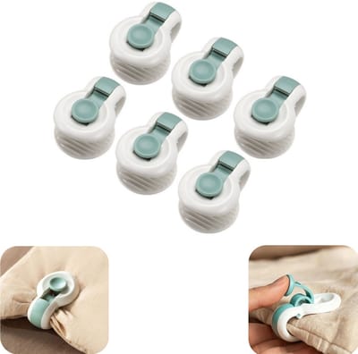 6 stuks anti slip clips - dekbedovertrek anti slip clips - matrasklemmen - anti slip bevestigers - kettingclips - verstelbaar - herbruikbaar - opbergaccessoires - geschikt voor matrassen, dekbedovertrekken, lakens (groen, 5,2*3,6 cm)