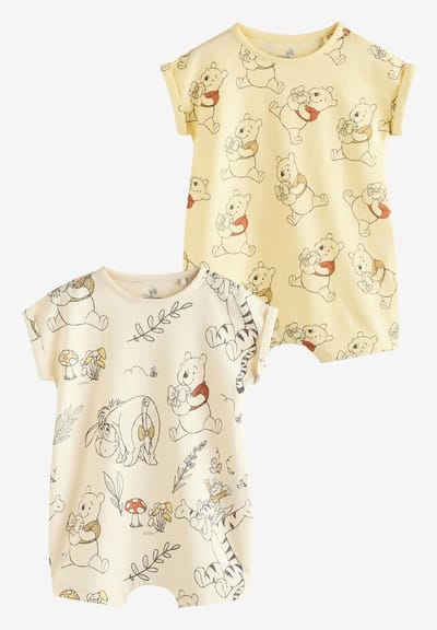 Next - Pasgeboren unisex - 2 Pack Printed Winnie The Pooh Baby Rompers - Geel