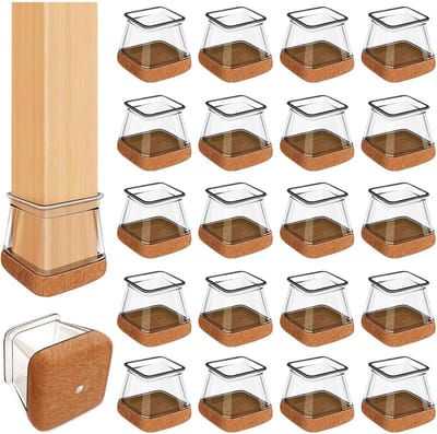 Stoelpootdoppen - Beschermkappen stoel - Vloer beschermen - Verdikt vilt - 32 stuks - Transparant