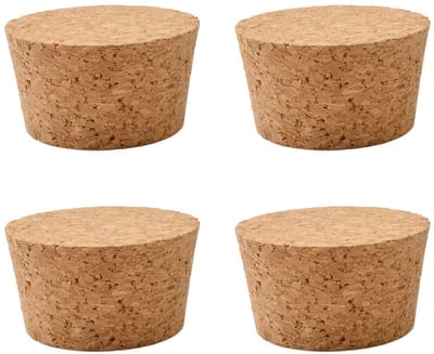 Dailygoods- Kurken 4 Stuks - Conische Kurken - Reservekurken - Wijnflessen - Glazen Flessen - Natuurlijk Materiaal - 63 x 53 x 35 mm - Flesstopper