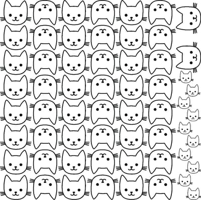 Muurstickers - 60 kattenkoppen - transparante achtergrond - 100x100cm