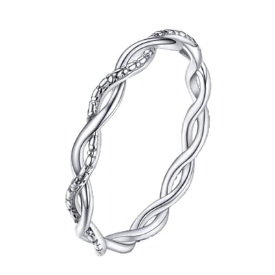Dailygoods- Wensring Massief Zilveren - Hypoallergeen - S925 Stempel - Damesbandring - Eternity Ring - Cadeaupakket met Zilverpoetsdoek