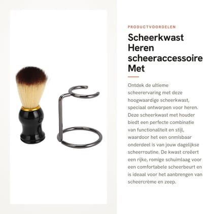 Dailygoods- Scheerkwast met houder - Scheerkwast set - Scheerzeep voor mannen - Scheerkom - Baardborstel - Heren scheeraccessoires - Scheerborstel
