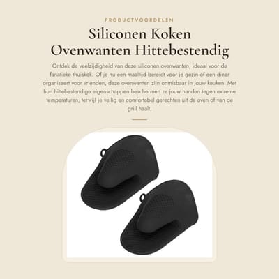 Dailygoods- Ovenwanten 2 Stuks Hittebestendig - Siliconen Ovenwanten - Koken Pinch Mitts - Antislip - Zwart - Duurzaam Materiaal - Pannenlappen