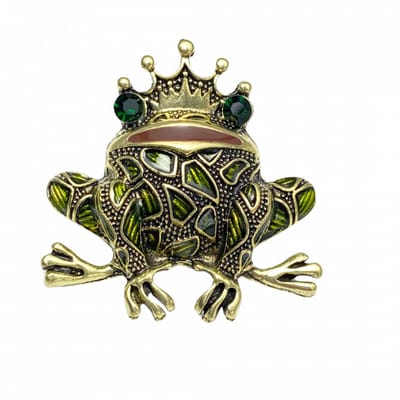 Kikker broche groen kroontje - Charme Bijoux