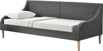 Driezits Slaapbank Sammy - Donkergrijs - 214,5x99,5x90 cm - Hout, Kunststof en Stof - Modern Design