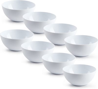 Plasticforte kommetjes/schaaltjes - 8x - dessert/ontbijt - kunststof - D17 x H8 cm - ivoor wit - BPA vrij