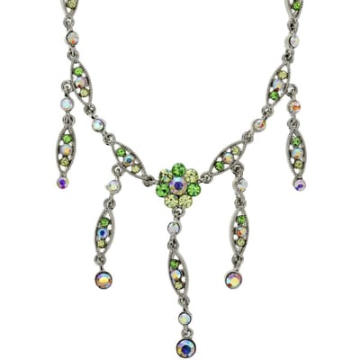 Behave - Zilverkleurige Ketting met Bloem en Kristallen - 40,5 cm + Verlengketting