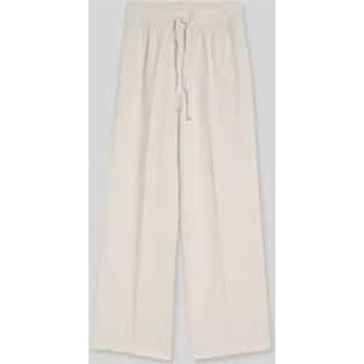 Tom Tailor - Loose fit broek met linnen - Maat 36/32 - taupe white irregular stripe