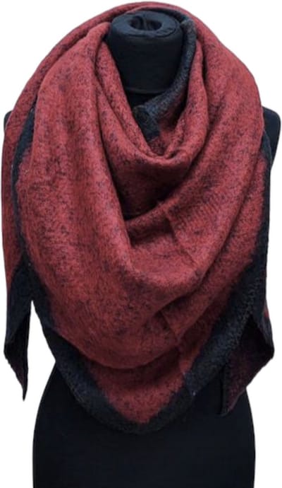 Warme Driehoekige Sjaal - 2-Zijdig - Rood/Zwart - 180 x 135 cm (AC232#)
