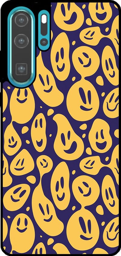 Smartphonica Telefoonhoesje Geschikt voor Huawei P30 Pro met smiley opdruk - TPU backcover case emoji design - Paars Geel geschikt voor Huawei P30 Pro