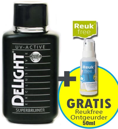 Delight Zonnebankcrèmes COMBI DEAL; Superbruiner Tanning Milk (250ml) + Reukfree (50ml)