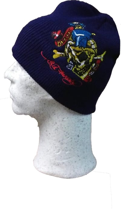Ed Hardy Beany – Death Skull – Blauw - Muts