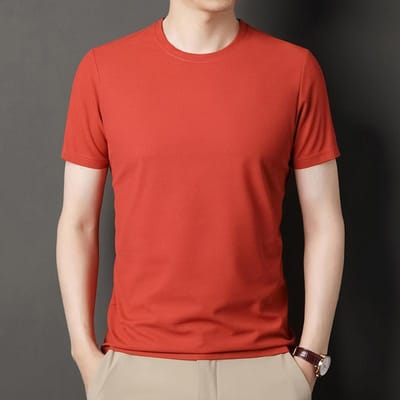 T-shirt met korte mouwen voor heren Zomer Nieuw Heren Casual Ronde Hals T-shirt met korte mouwen Veelzijdige basislaag XXXXL red