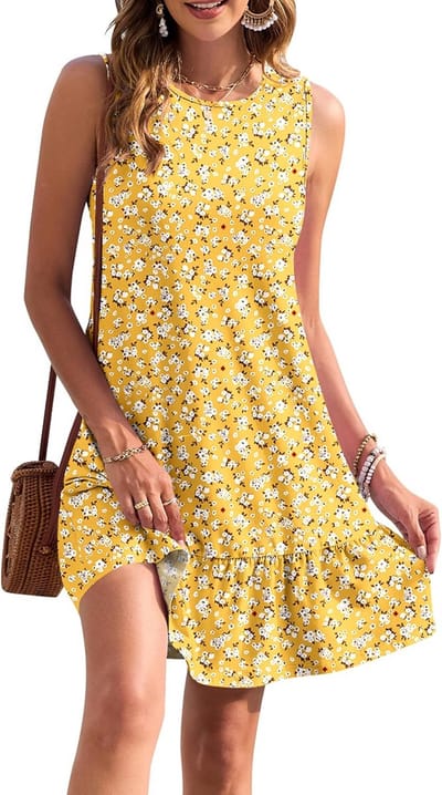 Zomerjurk Dames met Zakken - Mouwloze Casual Strandjurk Swing Tankjurk