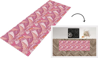 Keukenloper - Loper keuken - Meiden - Veren - Roze - Patronen - 150x50 cm - Keukenloper vinyl