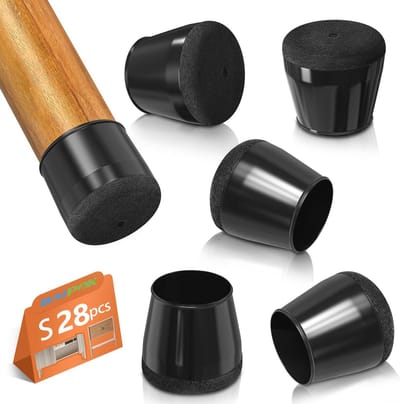 Stoelvloer Beenbeschermers - Siliconen Stoelpootdoppen voor Houten Vloeren - Meubelvoetjes Pads met Sterkere Vilten Onderkant - Zwart 24mm-33mm