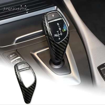 Koolstofvezel Pookknop Cover voor BMW F20 F21 F22 F23 F30 F32 F34 F35 F36 F06 F12 F25 F26 F15 F16 Premium Interieur met Precisie Pasvorm & Stijlvol gray