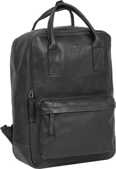 MUSTANG Leren Vrije tijd rugzak Rugzak met laptopvak Catania Backpack Black Zwart
