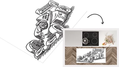 Keukenloper - Loper keuken - Een geschetste illustratie van een wagen uit de Formule 1 - 120x60 cm - Keukenloper vinyl