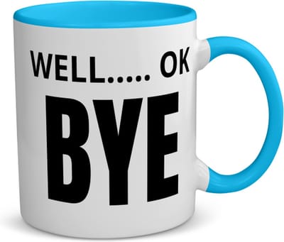 Akyol - well ok bye koffiemok - theemok - blauw - Afscheid bedank cadeau - collega's - werk - afscheidscadeau - verjaardagscadeau - kado - 350 ML inhoud